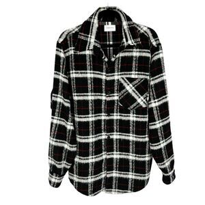 Christos Mohair Shirt Black Red Plaid Flannel Long Sleeve Button Men’s Large